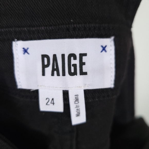 PAIGE Sierra High Waist Denim Overalls Vintage Black 24 ASO Olivia Palermo - Picture 15 of 16